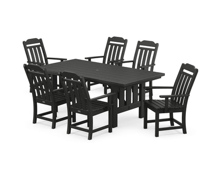 POLYWOOD® Cottage Arm Chair 7-Piece Mission Dining Set in Black