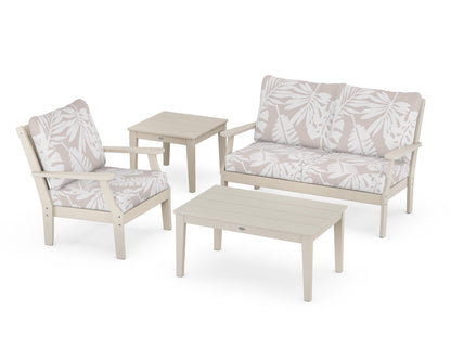 POLYWOOD® Braxton 4-Piece Deep Seating Set in Sand / Leaf Dune Burlap