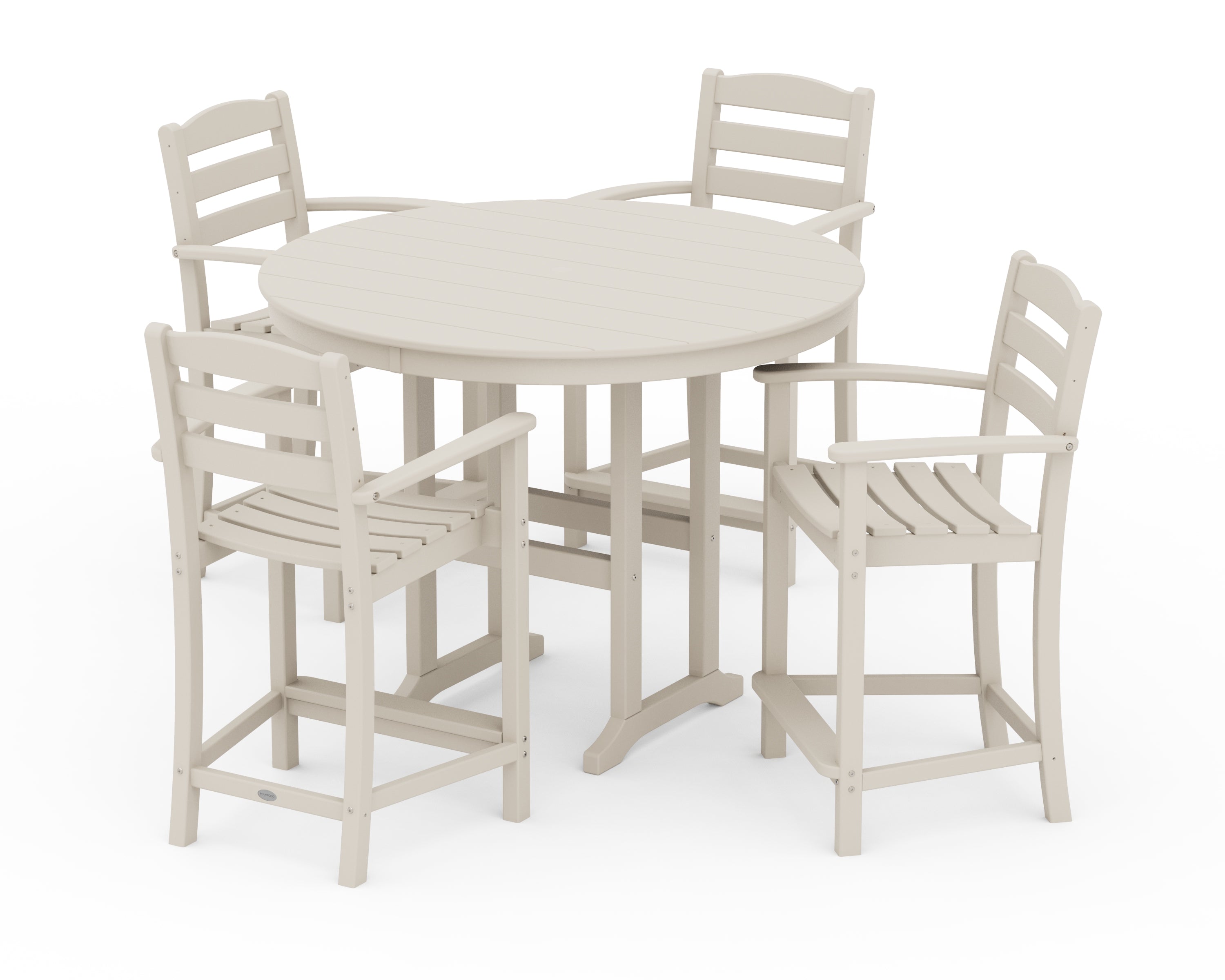 POLYWOOD® La Casa Café 5-Piece Round Farmhouse Counter Set in Sand