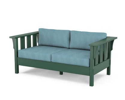 Martha Stewart by POLYWOOD® Acadia Deep Seating Loveseat in Green / Lattice Sky Blue