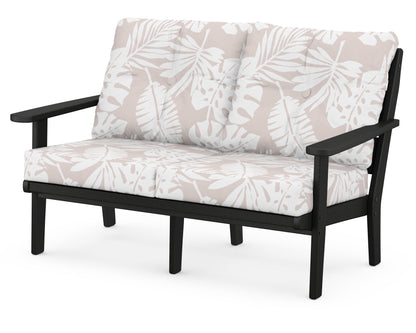 POLYWOOD® Lakeside Deep Seating Loveseat in Black / Leaf Dune Burlap