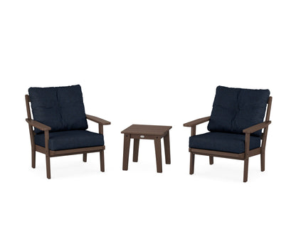 POLYWOOD® Prairie 3-Piece Deep Seating Set in Mahogany / Marine Indigo