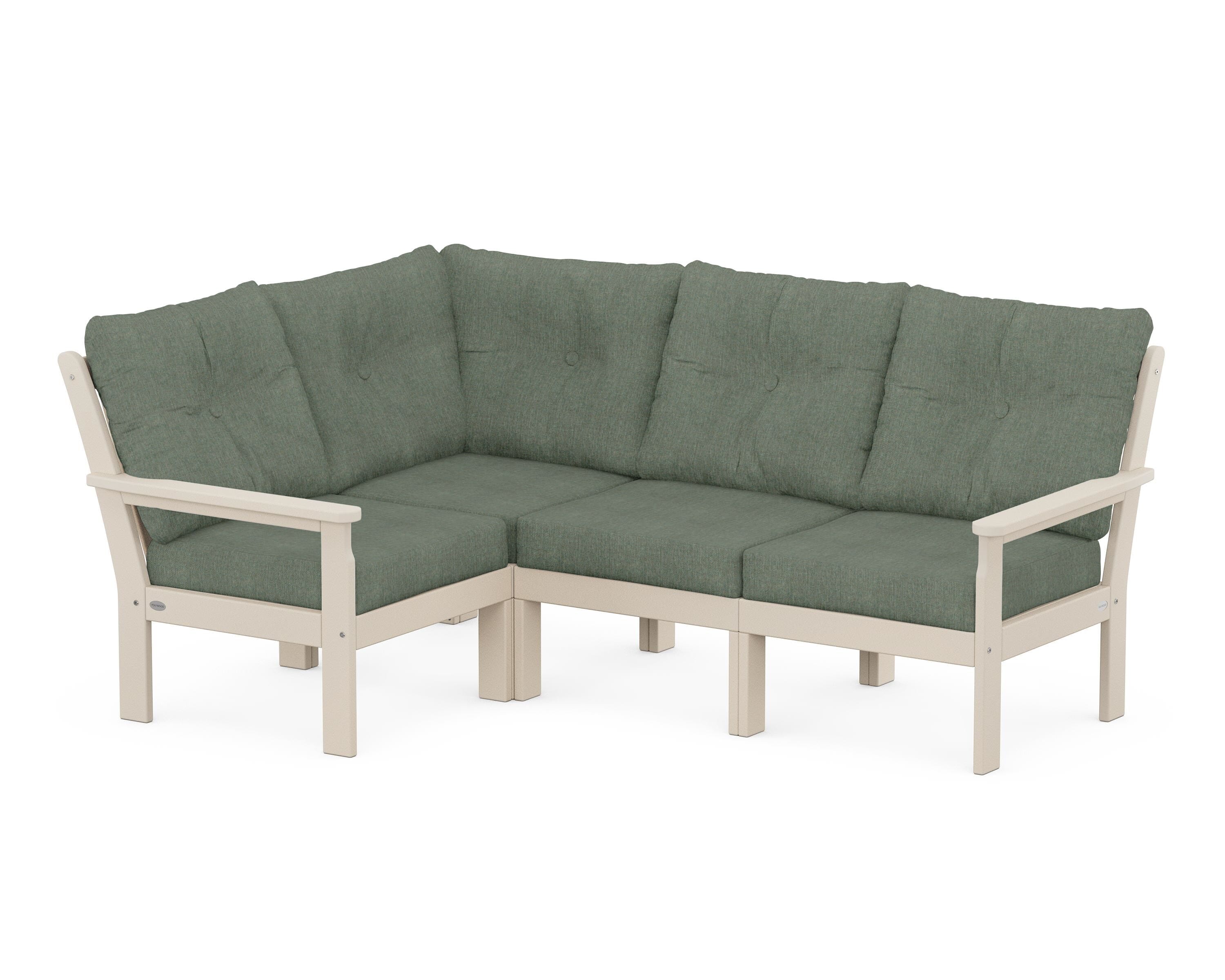 POLYWOOD® Vineyard 4-Piece Sectional in Sand / Cast Sage