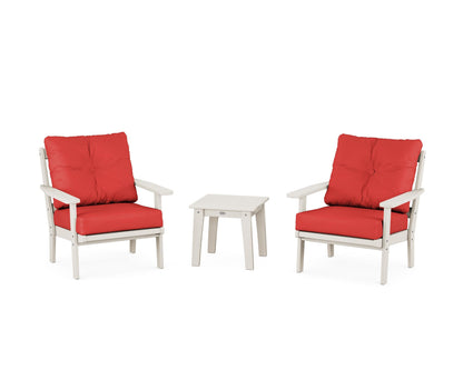 POLYWOOD® Prairie 3-Piece Deep Seating Set in Sand / Crimson Linen