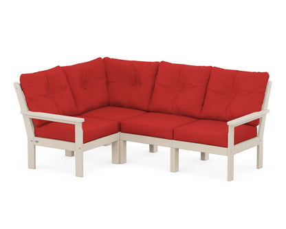POLYWOOD® Vineyard 4-Piece Sectional in Sand / Crimson Linen