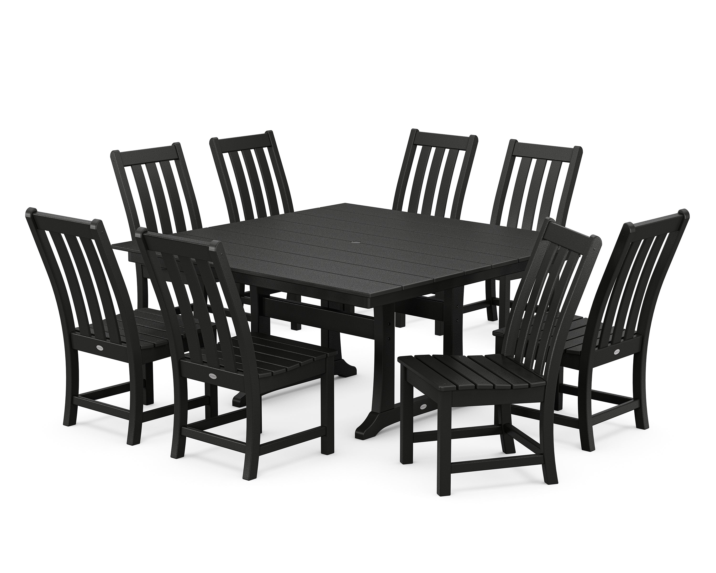POLYWOOD® Vineyard 9-Piece Farmhouse Trestle Dining Set in Black