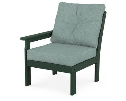 POLYWOOD® Vineyard Modular Left Arm Chair in Green / Glacier Spa