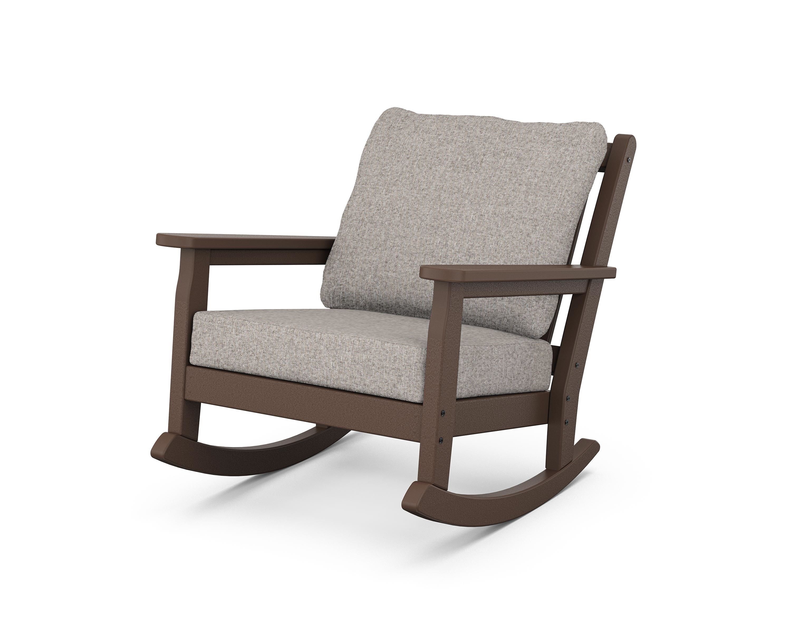 POLYWOOD® Chippendale Deep Seating Rocking Chair in Mahogany / Weathered Tweed