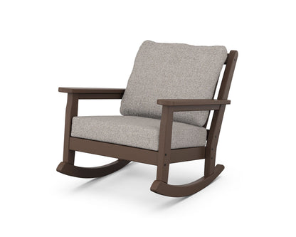 POLYWOOD® Chippendale Deep Seating Rocking Chair in Mahogany / Weathered Tweed