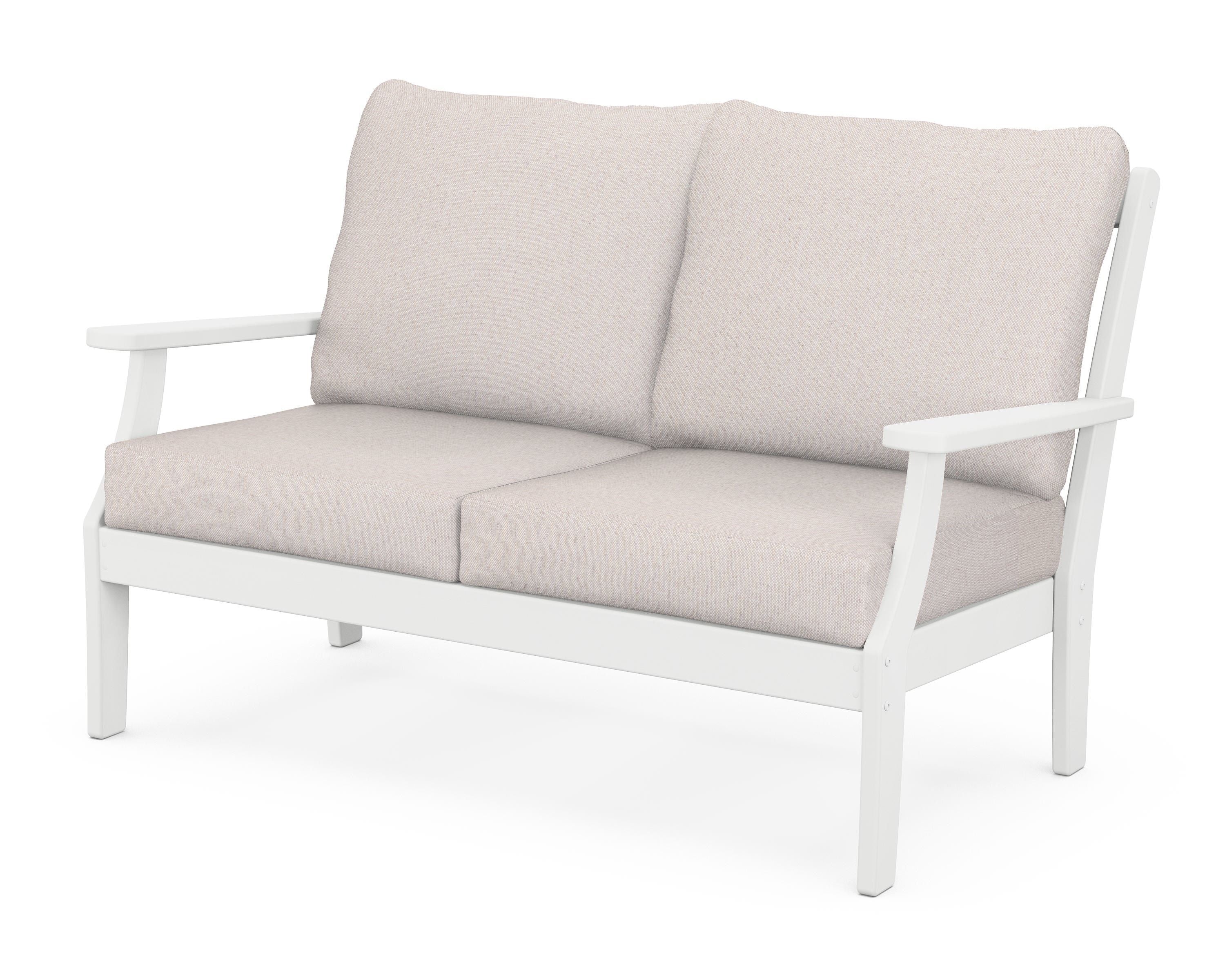POLYWOOD® Braxton Deep Seating Loveseat in White / Dune Burlap