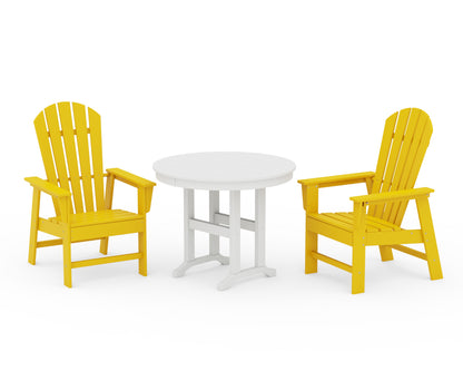 POLYWOOD® South Beach 3-Piece Round Farmhouse Dining Set in Lemon / White