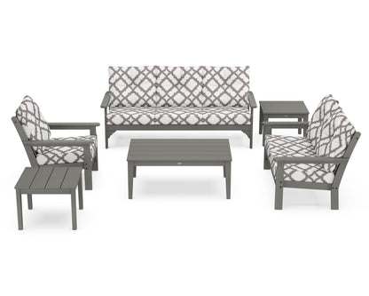 POLYWOOD® Vineyard 6-Piece Deep Seating Set in Slate Grey / Trellis Grey Mist