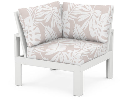 Unbranded Modular Corner Chair in White / Leaf Dune Burlap