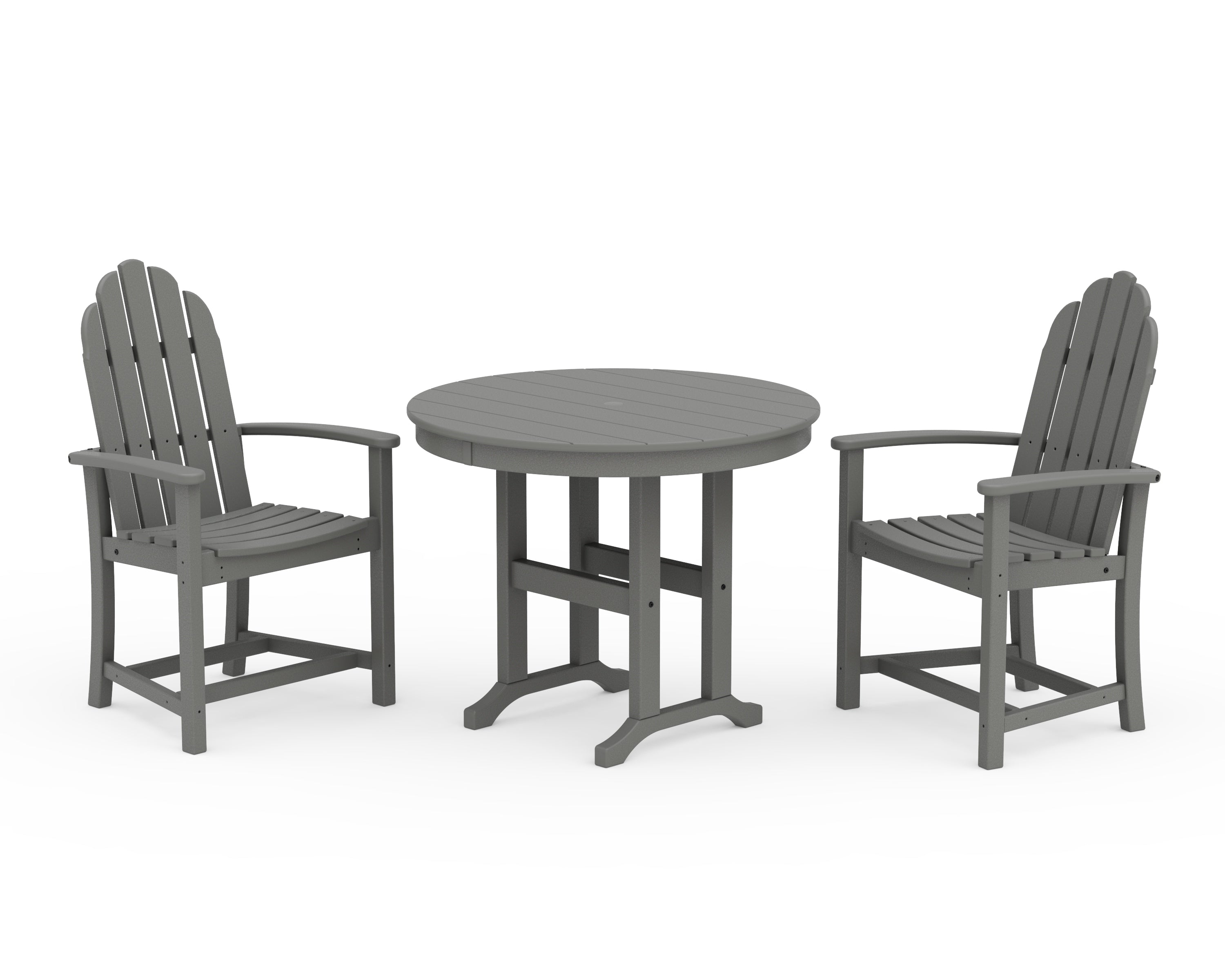 POLYWOOD® Classic Adirondack 3-Piece Round Dining Set in Slate Grey