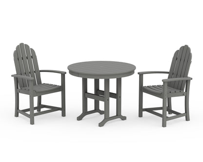 POLYWOOD® Classic Adirondack 3-Piece Round Dining Set in Slate Grey