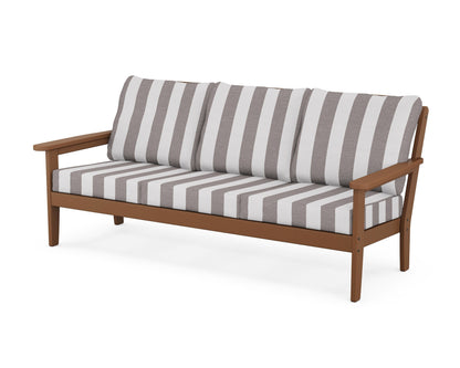 Country Living Cottage Deep Seating Sofa in Teak / Cabana Stripe Grey Mist