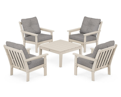 POLYWOOD® Vineyard 5-Piece Deep Seating Conversation Set in Sand / Grey Mist