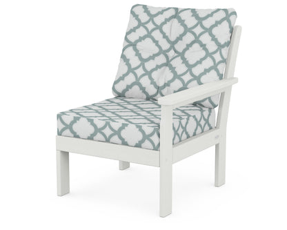 POLYWOOD® Vineyard Modular Right Arm Chair in Vintage White / Trellis Glacier Spa