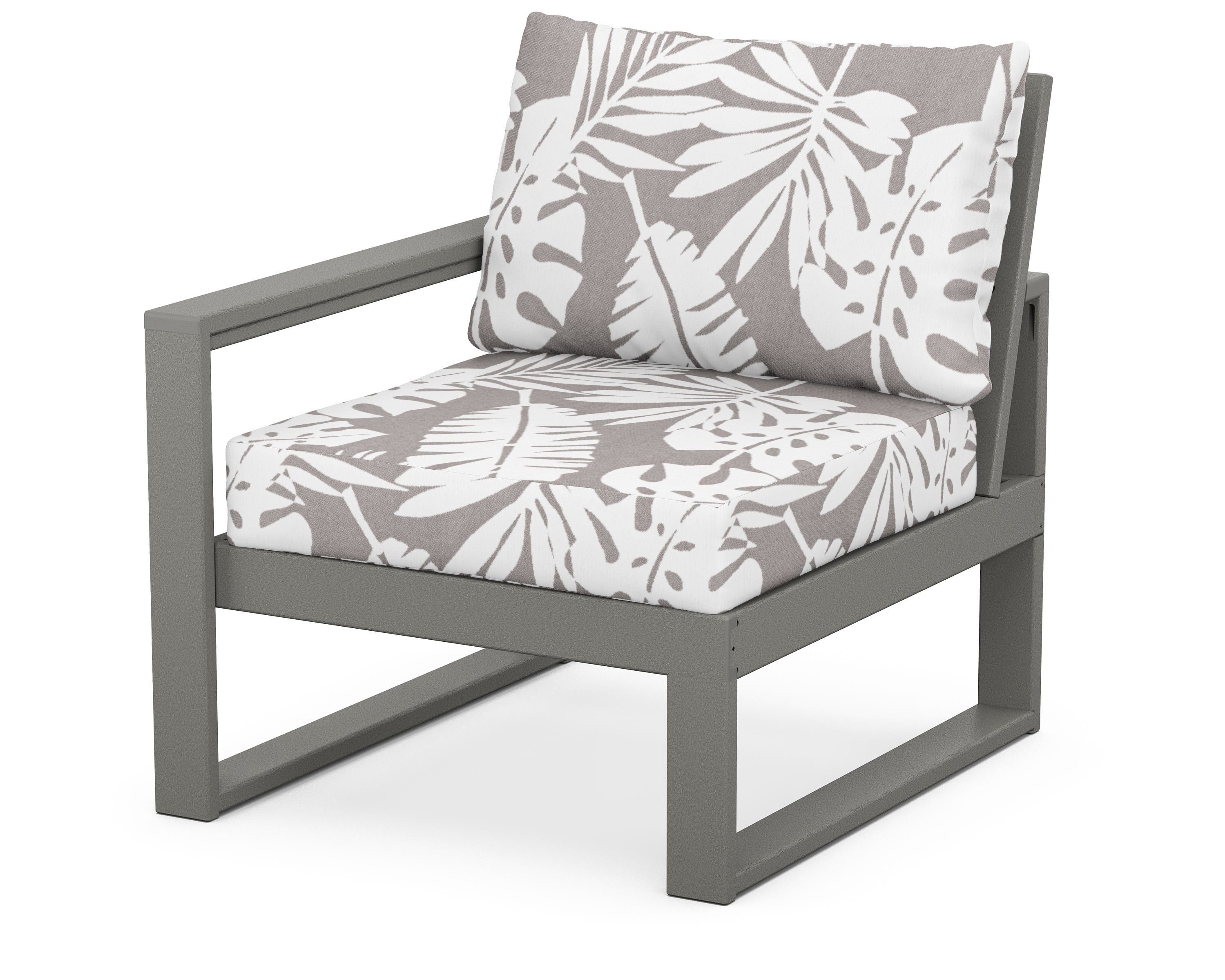 POLYWOOD® EDGE Modular Left Arm Chair in Slate Grey / Leaf Grey Mist