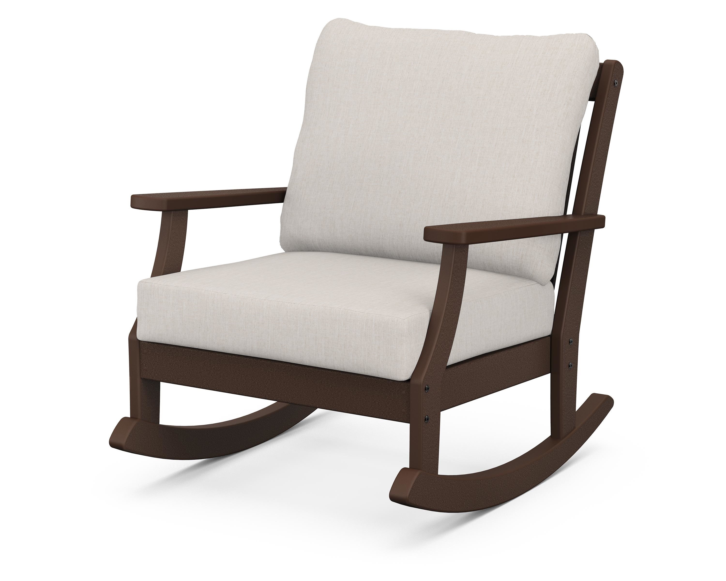 POLYWOOD® Braxton Deep Seating Rocking Chair in Mahogany / Cast Ash