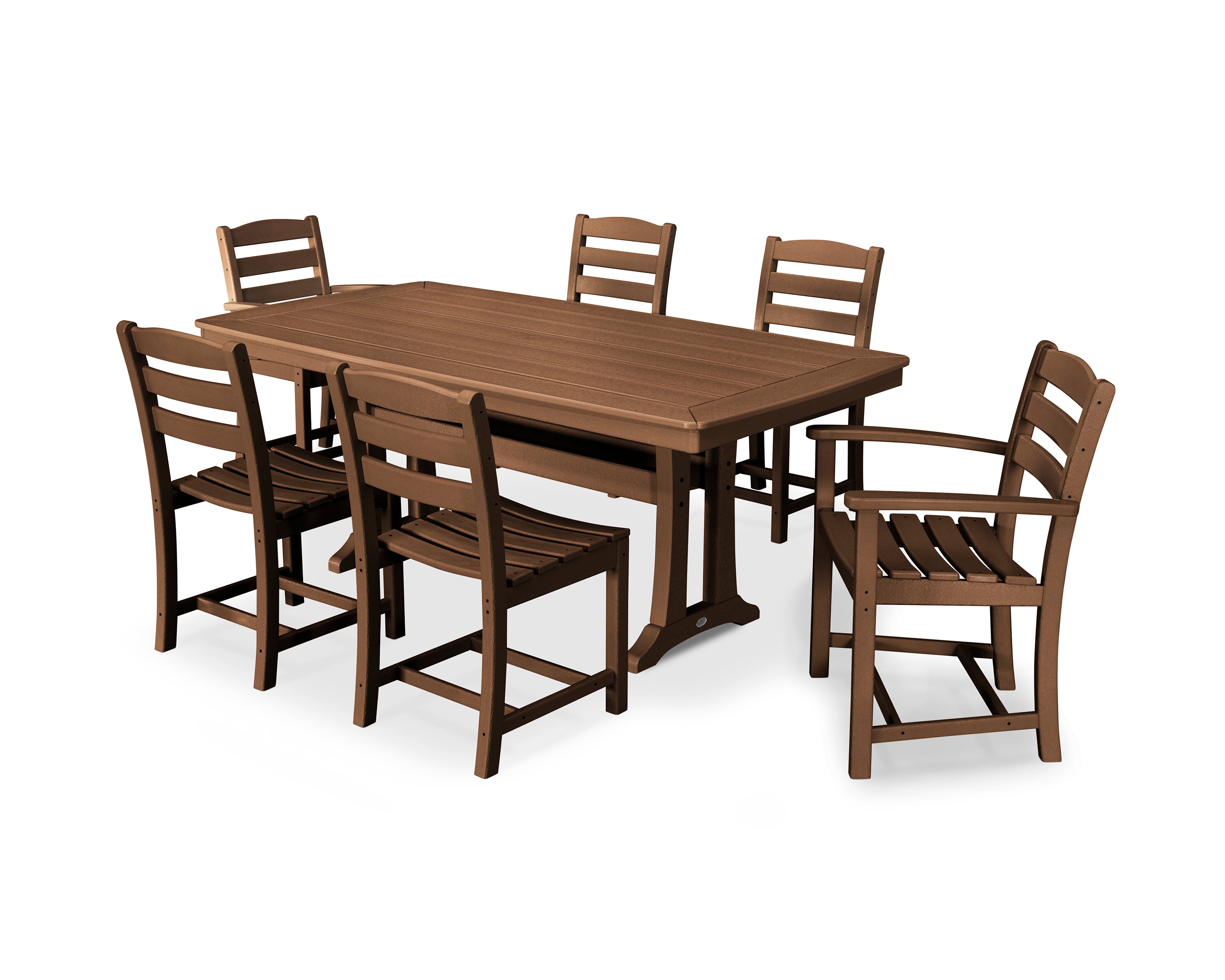 POLYWOOD® La Casa Café 7-Piece Dining Set with Trestle Legs in Teak