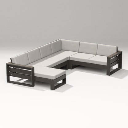 PW Designer Series Latitude Corner Sectional with Left Chaise in Vintage Coffee / Cast Ash