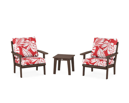 POLYWOOD® Prairie 3-Piece Deep Seating Set in Mahogany / Leaf Crimson