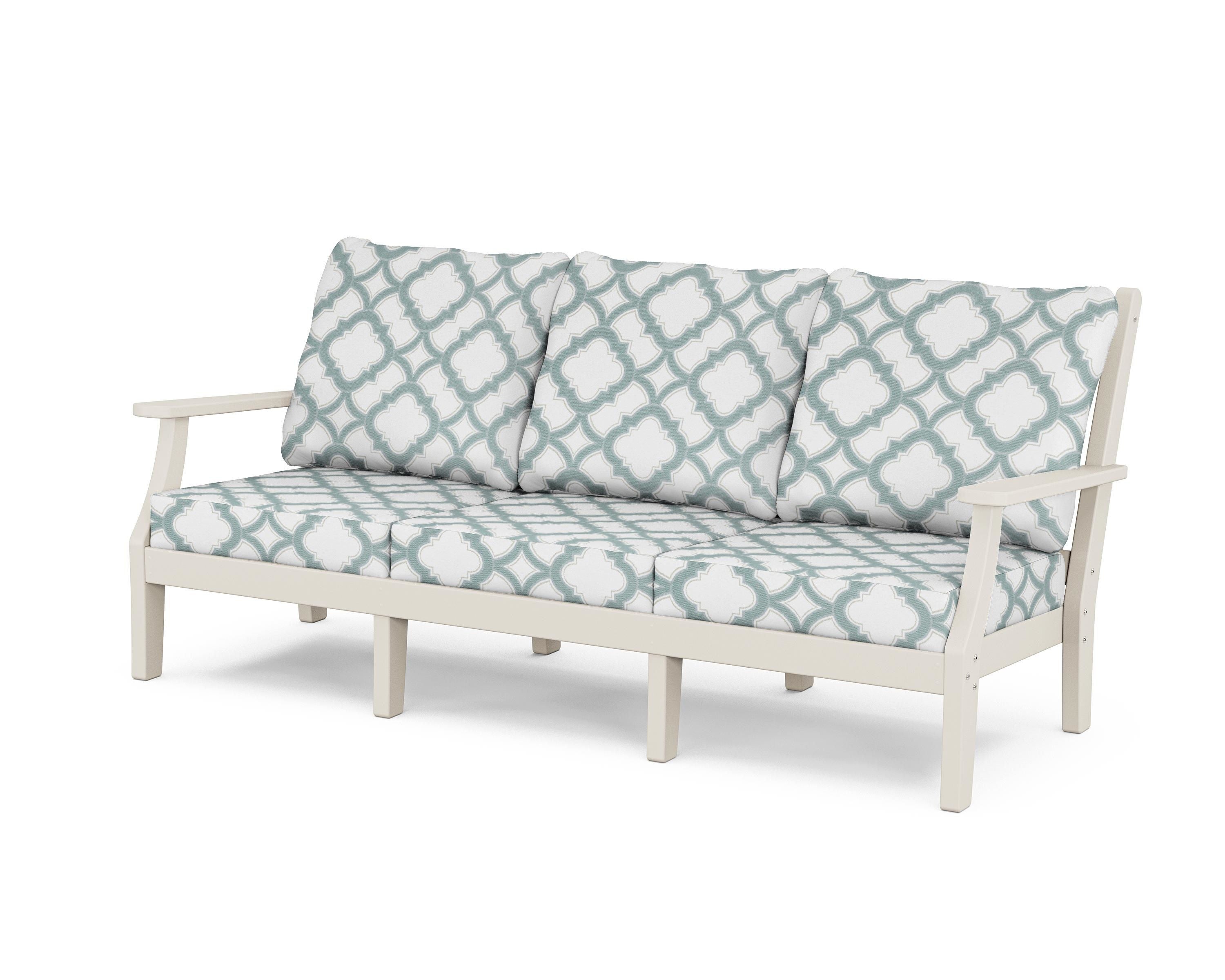 Country Living Wovendale Deep Seating Sofa in Sand / Trellis Glacier Spa