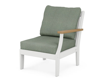 POLYWOOD® Braxton Modular Right Arm Chair in White / Natural / Cast Sage
