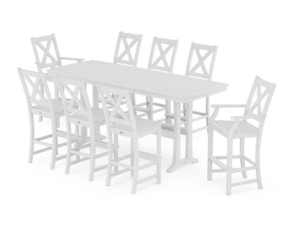 POLYWOOD® Braxton 9-Piece Bar Set with Trestle Legs in White