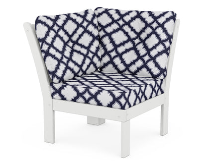 POLYWOOD® Vineyard Modular Corner Chair in White / Trellis Navy
