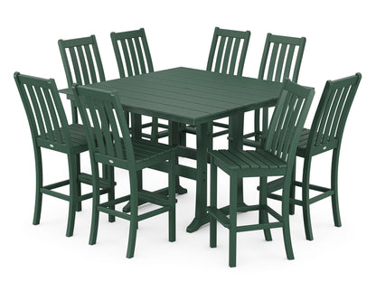 POLYWOOD® Vineyard 9-Piece Farmhouse Trestle Bar Set in Green