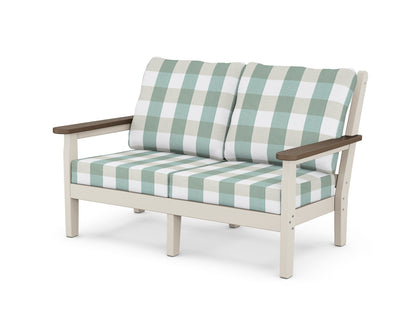 POLYWOOD® Chippendale Deep Seating Loveseat in Sand / Kona / Buffalo Plaid Glacier Spa