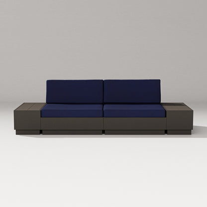 PW Designer Series Elevate 4-Piece Loveseat Sectional in Vintage Coffee / Navy