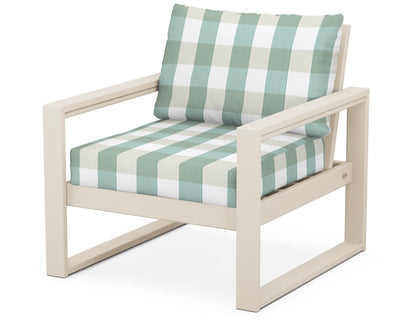 POLYWOOD® EDGE Club Chair in Sand / Buffalo Plaid Glacier Spa