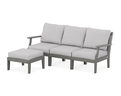 POLYWOOD® Braxton Modular 4-Piece Deep Seating Set with Ottoman in Slate Grey / Granite