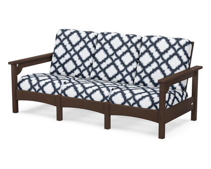 POLYWOOD® Club Sofa in Mahogany / Trellis Marine Indigo
