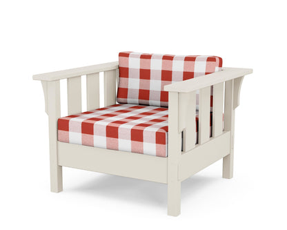 Martha Stewart by POLYWOOD® Acadia Deep Seating Chair in Sand / Buffalo Plaid Crimson