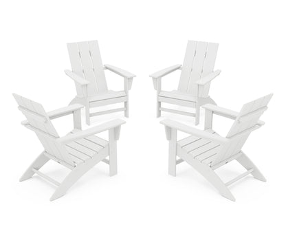 POLYWOOD® 4-Piece Modern Adirondack Chair Conversation Set in White