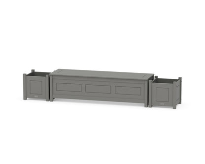 Country Living 60" Country Living Straight Planter Storage Bench Set in Slate Grey