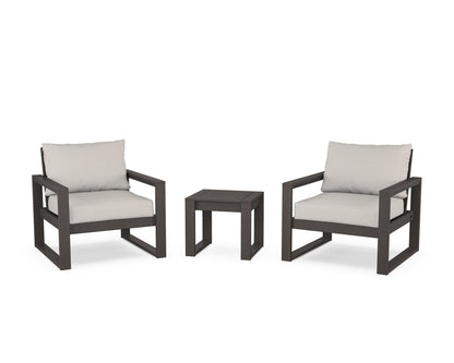 POLYWOOD® EDGE Sectional 3-Piece Deep Seating Set in Vintage Coffee / Cast Ash