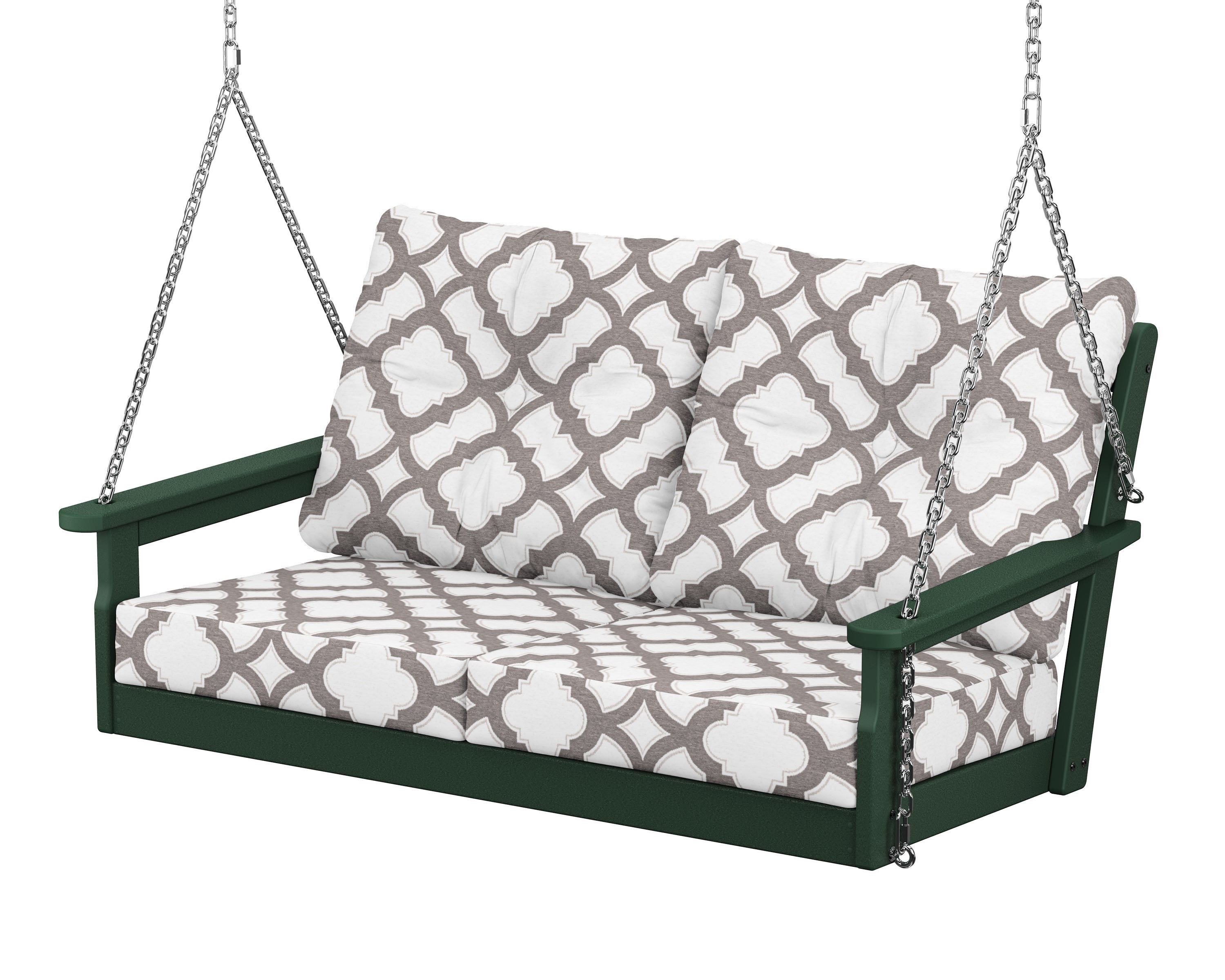 POLYWOOD® Vineyard Deep Seating Swing in Green / Trellis Grey Mist