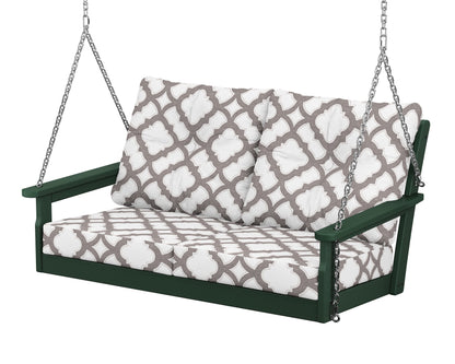 POLYWOOD® Vineyard Deep Seating Swing in Green / Trellis Grey Mist