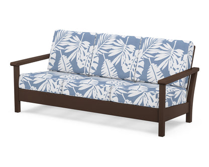 POLYWOOD® Harbour Deep Seating Sofa in Mahogany / Leaf Sky Blue