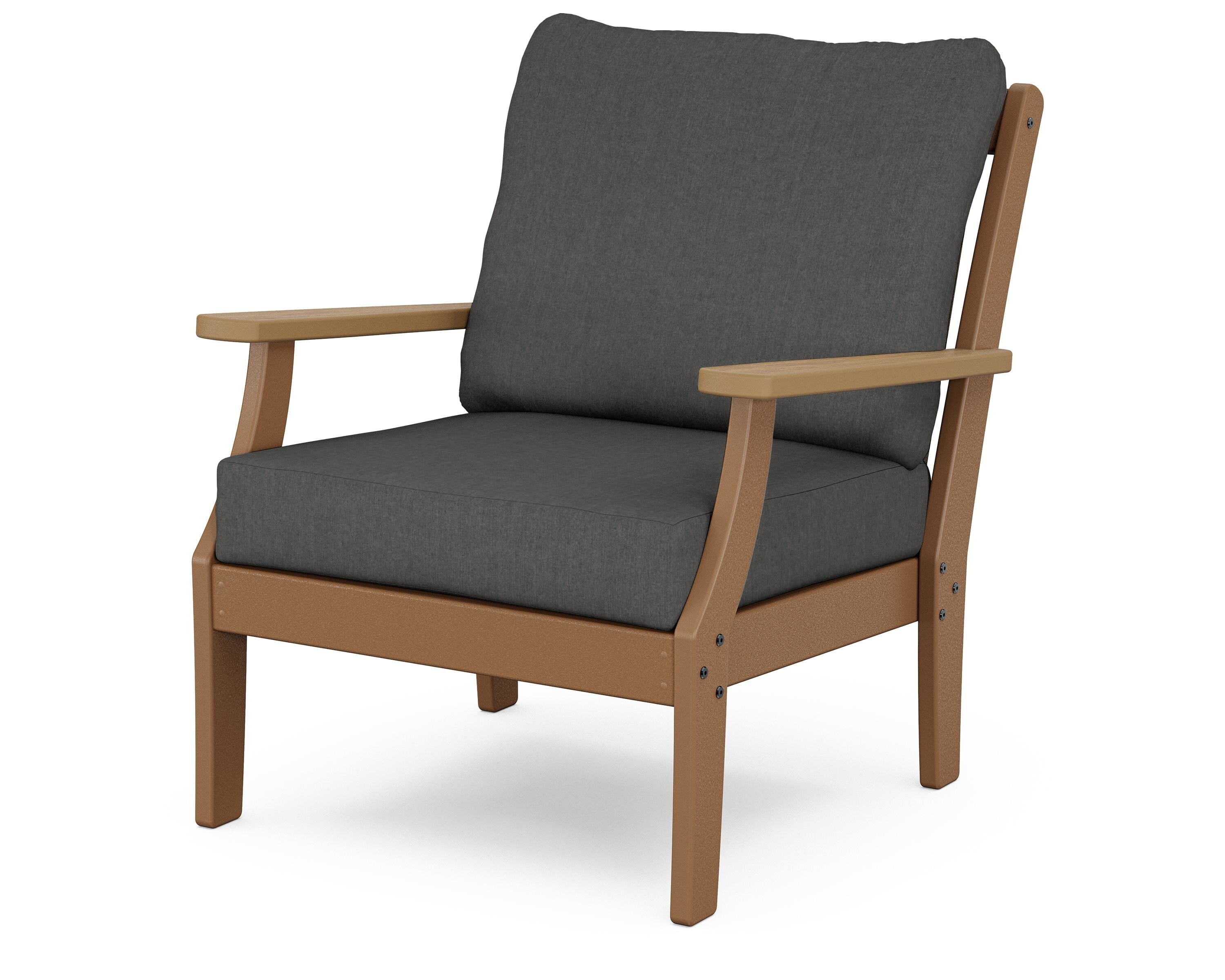 POLYWOOD® Braxton Deep Seating Chair in Teak / Natural / Spectrum Carbon