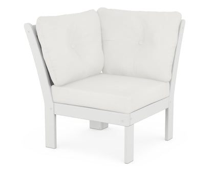 POLYWOOD® Vineyard Modular Corner Chair in White / Natural Linen