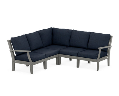 POLYWOOD® Braxton Modular 5-Piece Deep Seating Set in Slate Grey / Marine Indigo