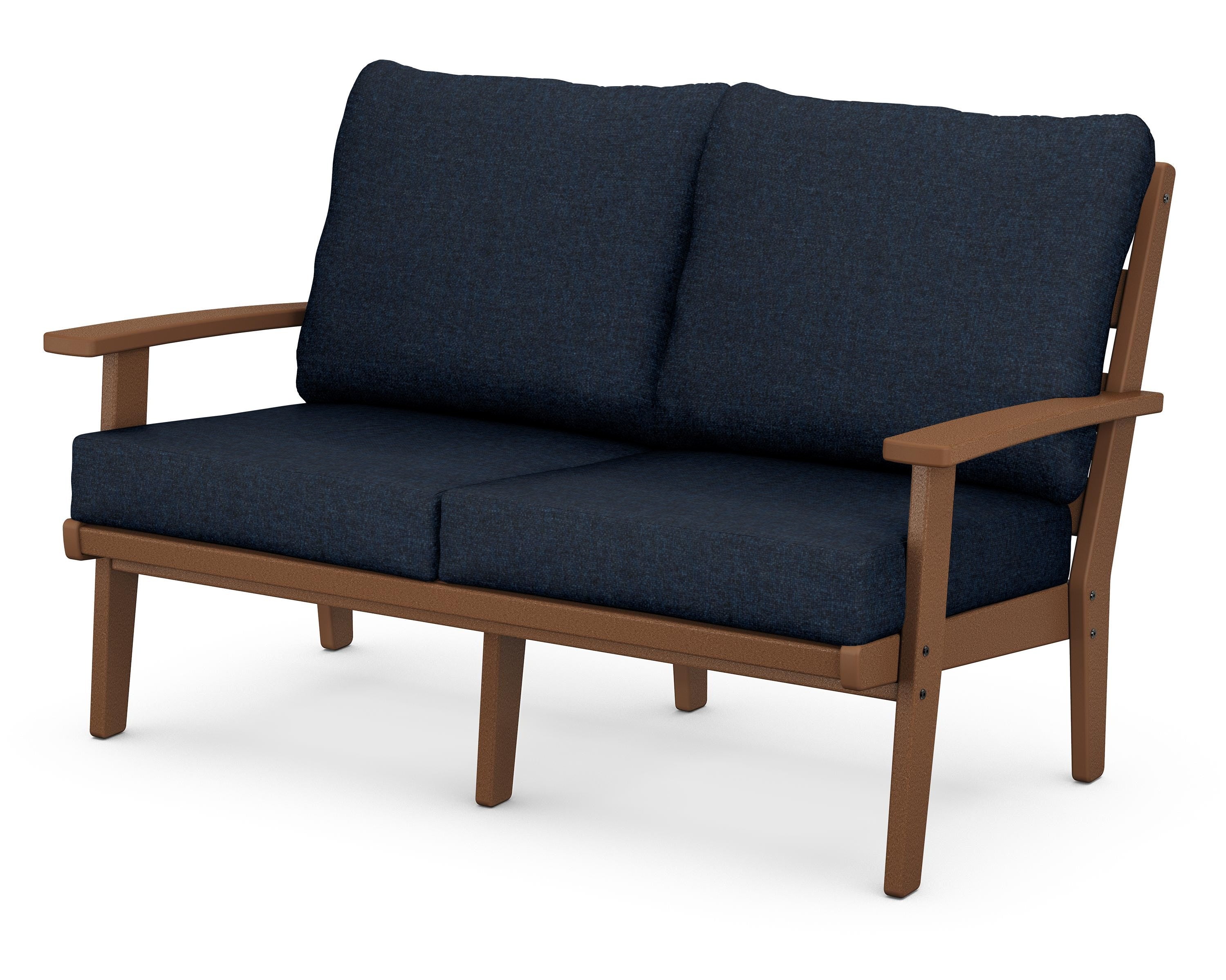 POLYWOOD® Grant Park Deep Seating Loveseat in Teak / Marine Indigo
