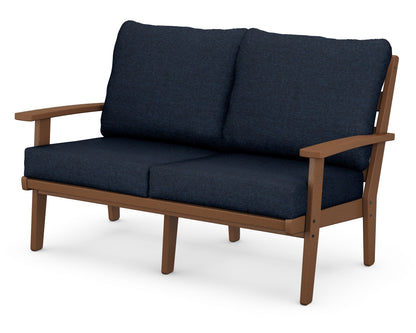 POLYWOOD® Grant Park Deep Seating Loveseat in Teak / Marine Indigo