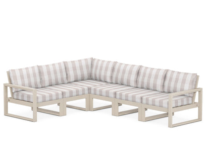 POLYWOOD® EDGE 6-Piece Modular Deep Seating Set in Sand / Buffalo Plaid Dune Burlap